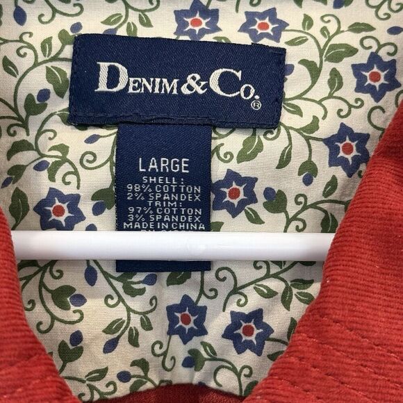 Denim & Co Blazer Womens Size Large Rust Corduroy Jacket Snaps Pockets - Picture 2 of 3